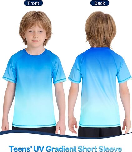 Boys' Rash Guard Swim Shirt, UPF 50+ Sun Protection Short Sleeve, Kids Youth Water Shirt for Swimming Surf Beach in Saudi Arabia