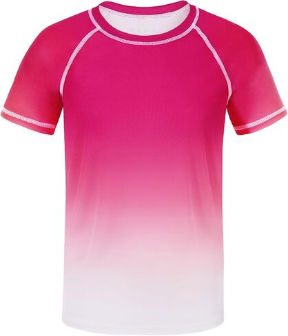 Boys' Rash Guard Swim Shirt, UPF 50+ Sun Protection Short Sleeve, Kids Youth Water Shirt for Swimming Surf Beach in Kuwait