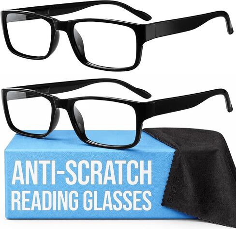 Gaoye 2-Pack of Reading Glasses +2.25 - Blue-Light Filter, UV Protection - Readers with Rectangle Frames in Kuwait
