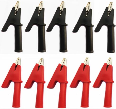 Insulated Alligator Clips with 4mm Socket Banana Jack Copper Test Clamp Wire Clip Alligator Clips 10 Pcs Full Insulated Crocodile Clips 30A in Saudi Arabia