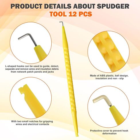 Starry 12 Pcs Probe Pick Spudger Tools Fiber Optic Probe Pick Tools Anti-Slip with L-Shaped Hook for Telecom Data Communication and Alarm Installers(Yellow) in Kuwait