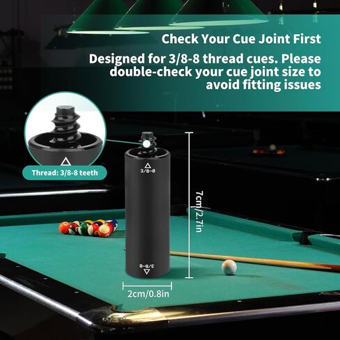 3/8-8 Teeth Pool Extension Cue 2oz Billiard Middle Shaft Extender Adapter Telescopic Cue Extender Pool Expand Cue in Saudi Arabia