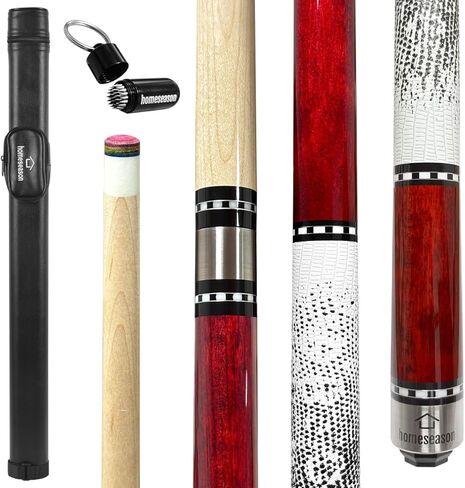HomeSeason 58in Pool Cue Stick خشب القيقب الكندي طرف 13 مم - 18oz مثالية للعب الدقيق، جديلة حمام سباحة منخفضة الانحراف لتعزيز الدقة in Kuwait