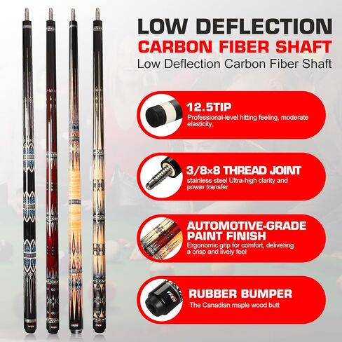 Banly Pool Cue Stick - 58 inch Canadian YF Series Billiard Pool Stick with 13mm Cue Tip, House Bar Pool Cue Sticks for Professional Billiard Players in Saudi Arabia