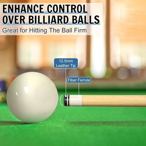 4 قطع من عصي البلياردو، 58 بوصة للعب البلياردو في المنزل والبار، عصي البلياردو الصلبة من خشب القيقب الصلب مع طرف جلدي متعدد الطبقات مقاس 12.5 مم، قبضة جلدية، مؤخرة مطبوعة رقمية (20 أونصة لكل واحدة) in Kuwait