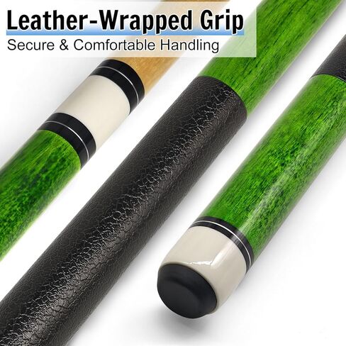 4 قطع من عصي البلياردو، 58 بوصة للعب البلياردو في المنزل والبار، عصي البلياردو الصلبة من خشب القيقب الصلب مع طرف جلدي متعدد الطبقات مقاس 12.5 مم، قبضة جلدية، مؤخرة مطبوعة رقمية (20 أونصة لكل واحدة) in Kuwait