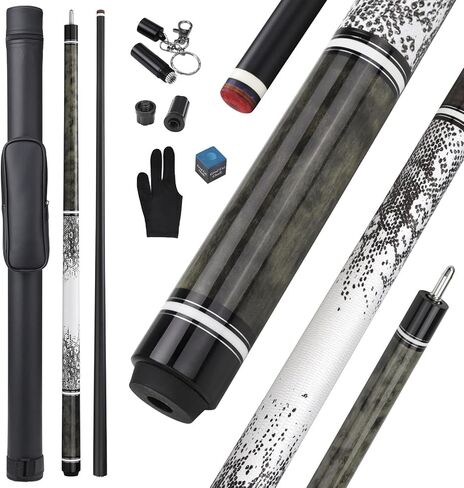 Glass Fiber Pool Cue Stick, 58" Professional Pool Stick for Adults 13mm 6-Layer Rainbow Tips Low Deflection Billiard Cue Stick, Uni-Loc Joint Pin, 19oz in Kuwait