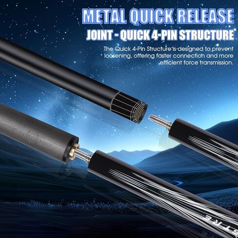 PODAYUDE Little Monster Carbon Fiber Jump Cue - 4 Pieces Dual-Tip Jump Cue Stick 13.6mm Tips Billiard Cue Low Deflection Carbon Fiber Pool Cue with Quick 4-Pin Joint in Saudi Arabia