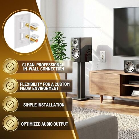 TNP RCA Keystone Jack Jack Insert Connector Socket Adapter Modular Snapter in Female 2RCA Port Port Gold Plated Online Doupler for Wall Plate Outlet Mount ، 2 Audio Audio Red + White (1 Pack) in Saudi Arabia