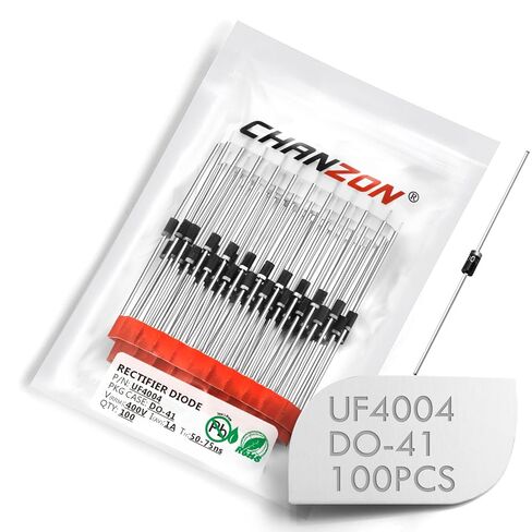 (عبوة من 100 قطعة) صمام ثنائي مقوم فائق السرعة من Chanzon UF4004 1A 400V 50-75ns DO-41 (DO-204AL) محوري 1 أمبير 400 فولت صمامات ثنائية إلكترونية in Saudi Arabia