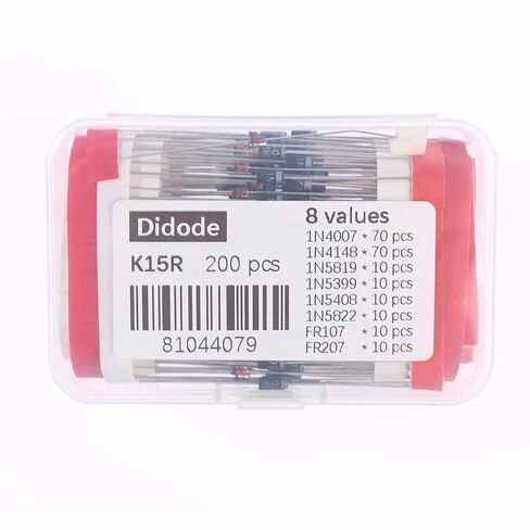 8 Values 200pcs Diodes Kit 1N4007 1N5408 1N4148 1N5399 1N5819 1N5822 FR107 FR207 Rectifier Schottky Diode Assortment in Kuwait