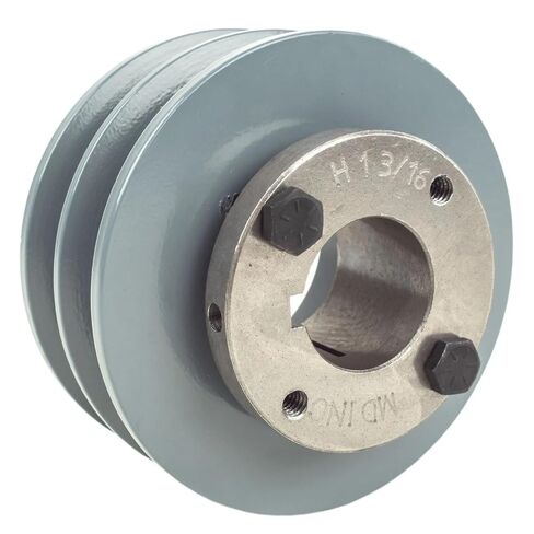ضواغط 2BK40H/H1-3/16 بكرة أخدود مزدوجة 4 بوصات - لاستبدال ناقل الحركة الميكانيكي Masterdrive - بكرة حزام على شكل حرف V من الحديد الزهر / 2 حزام B القسم 5 لتر مع جلبة Sheave 1-3/16 بوصة - رمادي in Saudi Arabia