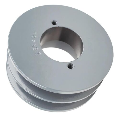 ضواغط 2BK40H/H1-3/16 بكرة أخدود مزدوجة 4 بوصات - لاستبدال ناقل الحركة الميكانيكي Masterdrive - بكرة حزام على شكل حرف V من الحديد الزهر / 2 حزام B القسم 5 لتر مع جلبة Sheave 1-3/16 بوصة - رمادي in Saudi Arabia