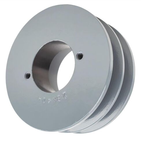 ضواغط 2BK40H/H1-3/16 بكرة أخدود مزدوجة 4 بوصات - لاستبدال ناقل الحركة الميكانيكي Masterdrive - بكرة حزام على شكل حرف V من الحديد الزهر / 2 حزام B القسم 5 لتر مع جلبة Sheave 1-3/16 بوصة - رمادي in Saudi Arabia