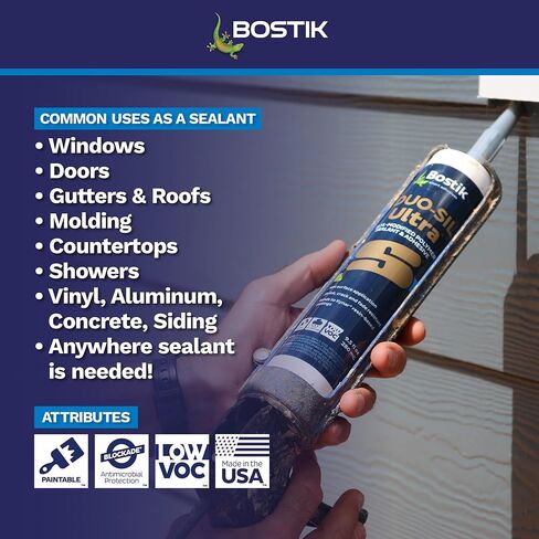 BOSTIK Duo-SIL Ultra White 9.5oz Advanced Hybrid Paintable Door & Window 2-in-1 Sealant & Adhesive | Professional Grade | Universal Internal & External Shrink Crack & Fade Resistant | 1 Cartridge in Kuwait