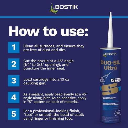 BOSTIK Duo-SIL Ultra White 9.5oz Advanced Hybrid Paintable Door & Window 2-in-1 Sealant & Adhesive | Professional Grade | Universal Internal & External Shrink Crack & Fade Resistant | 1 Cartridge in Kuwait