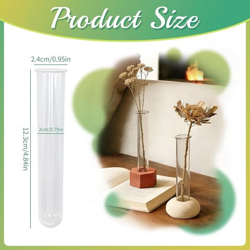 6 Pcs Acrylic Clear Test Tubes for Plant Propagation Stations,Hydroponic Tube for Home Office Plant Hanger Flower Vases Wall Decor in Saudi Arabia
