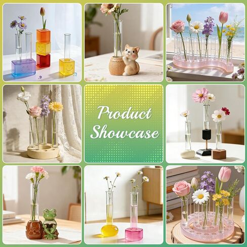 6 Pcs Acrylic Clear Test Tubes for Plant Propagation Stations,Hydroponic Tube for Home Office Plant Hanger Flower Vases Wall Decor in Saudi Arabia