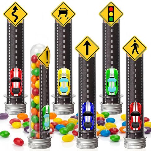 6 مجموعة من أنابيب حلوى حفلات السباق وعلامات تحذير حركة المرور ومضمار سباق السيارات وأنابيب اختبار بلاستيكية وأنابيب حلوى الفشار وحلوى البسكويت ومستلزمات حفلات أعياد الميلاد لمحبي السباق (كلاسيكي) in Kuwait