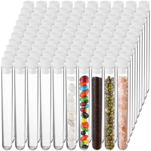 100 Pake 8 مل أنابيب اختبار واضحة مع قبعات 12 × 100 مم قوارير بلاستيكية أنابيب اختبار للتجارب العلمية عيد الهالوين عيد الميلاد تحت عنوان علمي لوازم حفلات أعياد الميلاد تخزين الحلوى (أحمر) in Kuwait