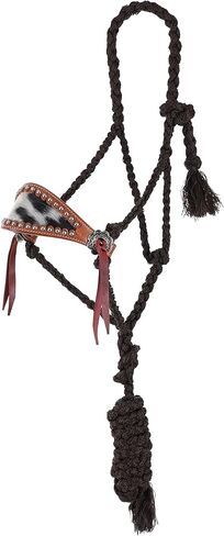 Showman Brown Mule Tape Bronc Halter w/Cowhide Inlay & Lead in Saudi Arabia
