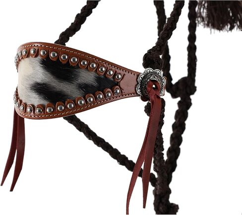 Showman Brown Mule Tape Bronc Halter w/Cowhide Inlay & Lead in Saudi Arabia