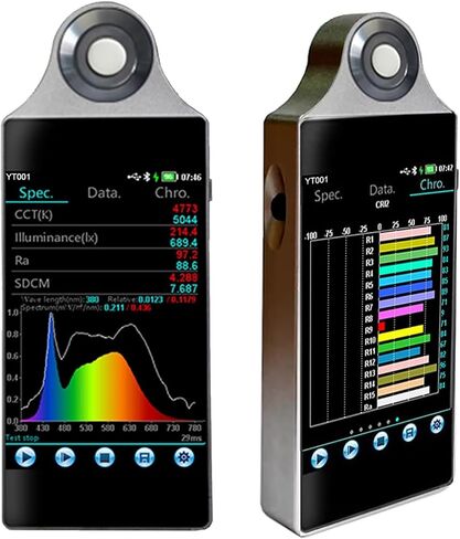 مقياس طيف الضوء TsoLay PPFD PAR، مقياس إضاءة اللون 380-780 نانومتر، مقياس الإضاءة الطيفية مع شاشة تعمل باللمس 3.5 بوصة، دقة 0.2 نانومتر، للبستنة والمختبرات الصناعية in Kuwait