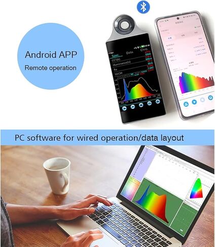 مقياس طيف الضوء TsoLay PPFD PAR، مقياس إضاءة اللون 380-780 نانومتر، مقياس الإضاءة الطيفية مع شاشة تعمل باللمس 3.5 بوصة، دقة 0.2 نانومتر، للبستنة والمختبرات الصناعية in Kuwait