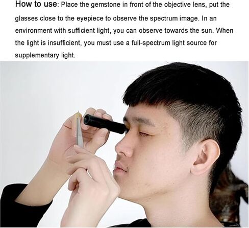 منظار حيود محمول باليد، مقياس طيف شبكي كامل، عدسة عين للمجوهرات، تركيز قابل للتعديل، سهل الحمل، للتعرف السريع على التحف والمجوهرات والصخور in Kuwait