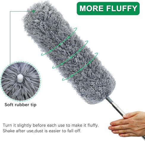 3 Pcs Extendable Microfiber Feather Duster, Electrostatic Bendable Head, Up to 100 Inch Feather Dusters for Cleaning Ceiling Fan, Cobweb, Wall, Furniture in Kuwait