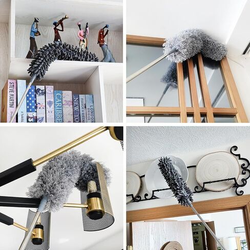 3 Pcs Extendable Microfiber Feather Duster, Electrostatic Bendable Head, Up to 100 Inch Feather Dusters for Cleaning Ceiling Fan, Cobweb, Wall, Furniture in Kuwait