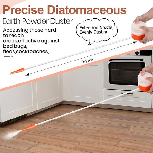 Diatomaceous Earth Powder Duster with Adjustable 12'' to 36'' Extension Nozzle, Precise Spray Powder Applicator for Pest Control, Lawn and Home Maintenance, Indoor & Outdoor Use (Orange) in Kuwait