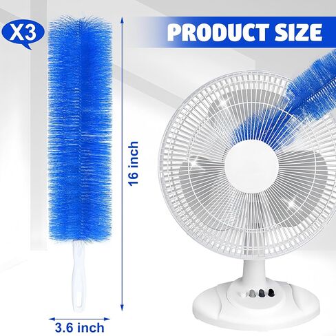 Fan Cleaner Brush Bendable Fans Duster Reusable Dust Remover Plastic Dust Cleaner Flexible Microfiber Head Ceiling Brush for Fans Air Conditioning Home Car Vents Curtain Box Fan Shutters, 3 Pcs in Saudi Arabia