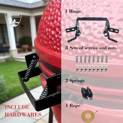 Hinge Assembly Kit for Large Green Egg, Old Style One-Piece Replacement, Heavy-Duty Powder Coated Steel Set with Hardware for Large Big Green Egg Grill in Saudi Arabia