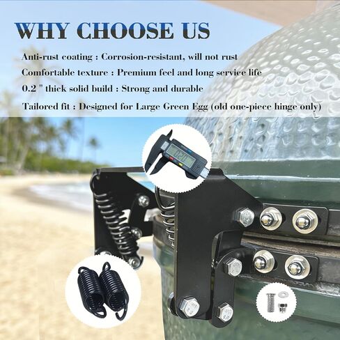 Hinge Assembly Kit for Large Green Egg, Old Style One-Piece Replacement, Heavy-Duty Powder Coated Steel Set with Hardware for Large Big Green Egg Grill in Saudi Arabia