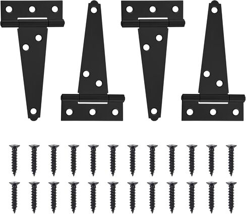 10 Inch T-Strap Heavy Duty Shed Door Hinges Gate Strap Hinges Black Tee Hinge Wrought Hardware for Wooden Fences,Yard,Barn Door,Rustproof(4 Pack) in Kuwait