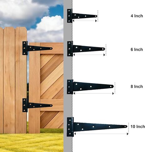 10 Inch T-Strap Heavy Duty Shed Door Hinges Gate Strap Hinges Black Tee Hinge Wrought Hardware for Wooden Fences,Yard,Barn Door,Rustproof(4 Pack) in Kuwait