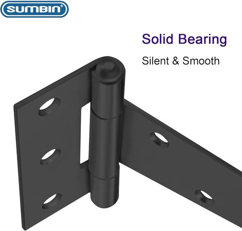 10 Inch T-Strap Heavy Duty Shed Door Hinges Gate Strap Hinges Black Tee Hinge Wrought Hardware for Wooden Fences,Yard,Barn Door,Rustproof(4 Pack) in Kuwait