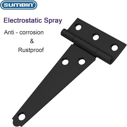 10 Inch T-Strap Heavy Duty Shed Door Hinges Gate Strap Hinges Black Tee Hinge Wrought Hardware for Wooden Fences,Yard,Barn Door,Rustproof(4 Pack) in Kuwait