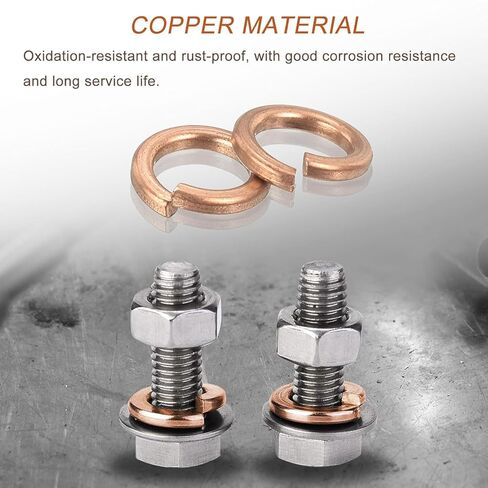 NACX M4 Copper Split Lock Spring Washer, Spring Lock Washer Elastic Gasket for Screws Bolts Nuts, 100Pcs in Saudi Arabia