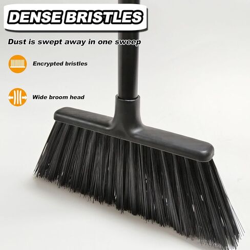 مكنسة منزلية بمقبض معدني طويل 54 بوصة - مكنسة شديدة التحمل قابلة للتعديل للتنظيف الداخلي والخارجي، مناسبة للمنازل والجراجات والمطابخ والحمامات ومراكز التسوق والمكاتب والساحات in Kuwait