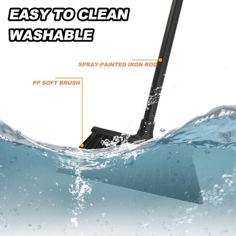 مكنسة منزلية بمقبض معدني طويل 54 بوصة - مكنسة شديدة التحمل قابلة للتعديل للتنظيف الداخلي والخارجي، مناسبة للمنازل والجراجات والمطابخ والحمامات ومراكز التسوق والمكاتب والساحات in Kuwait