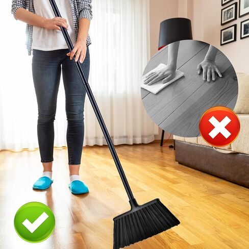 مكنسة منزلية بمقبض معدني طويل 54 بوصة - مكنسة شديدة التحمل قابلة للتعديل للتنظيف الداخلي والخارجي، مناسبة للمنازل والجراجات والمطابخ والحمامات ومراكز التسوق والمكاتب والساحات in Kuwait