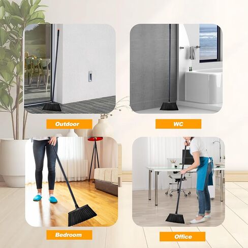 مكنسة منزلية بمقبض معدني طويل 54 بوصة - مكنسة شديدة التحمل قابلة للتعديل للتنظيف الداخلي والخارجي، مناسبة للمنازل والجراجات والمطابخ والحمامات ومراكز التسوق والمكاتب والساحات in Kuwait