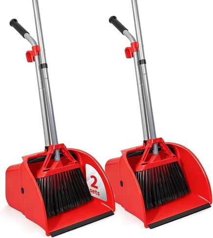 مجموعة المكنسة التجارية والمجارف، مجموعة المكنسة شديدة التحمل، مجرفة الحطام الكبيرة، مجموعة القمامة للتنظيف التجاري/الصناعي، مجموعتان، أحمر، حجم كبير جدًا in Kuwait