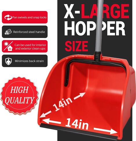 مجموعة المكنسة التجارية والمجارف، مجموعة المكنسة شديدة التحمل، مجرفة الحطام الكبيرة، مجموعة القمامة للتنظيف التجاري/الصناعي، مجموعتان، أحمر، حجم كبير جدًا in Kuwait