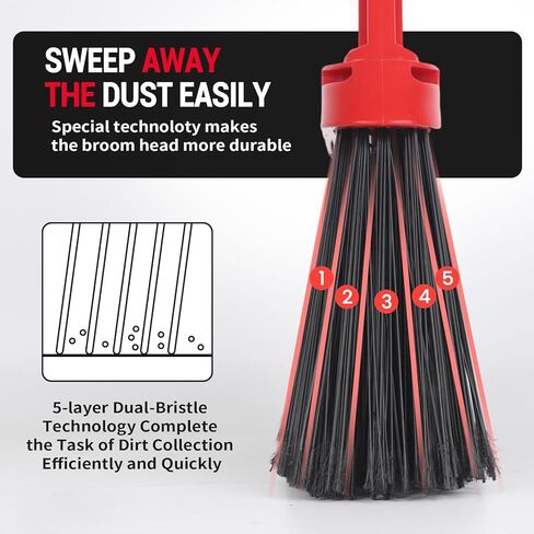 مجموعة المكنسة التجارية والمجارف، مجموعة المكنسة شديدة التحمل، مجرفة الحطام الكبيرة، مجموعة القمامة للتنظيف التجاري/الصناعي، مجموعتان، أحمر، حجم كبير جدًا in Kuwait