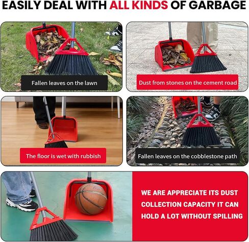 مجموعة المكنسة التجارية والمجارف، مجموعة المكنسة شديدة التحمل، مجرفة الحطام الكبيرة، مجموعة القمامة للتنظيف التجاري/الصناعي، مجموعتان، أحمر، حجم كبير جدًا in Kuwait