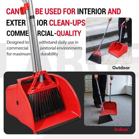 مجموعة المكنسة التجارية والمجارف، مجموعة المكنسة شديدة التحمل، مجرفة الحطام الكبيرة، مجموعة القمامة للتنظيف التجاري/الصناعي، مجموعتان، أحمر، حجم كبير جدًا in Kuwait