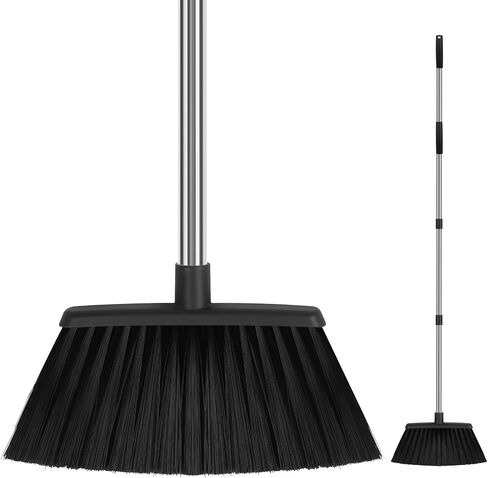 Heavy Duty Angle Broom, 55-Inch Long Handle Extra Wide 12.6 Inch Head, Stainless Steel Tube & PP Bristles for Pet Hair and Dust, Floor Safe - Purple in Saudi Arabia
